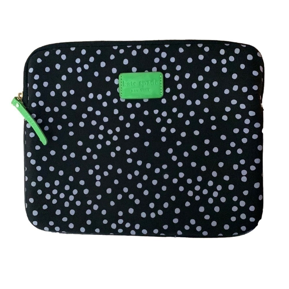 Kate Spade I Pad Case, 10X8.25, Black with Gray Polka Dots